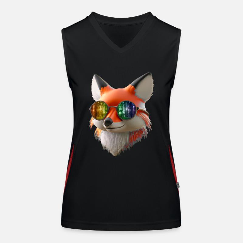 Fox head with sunglasses Women's Functional Contrast Tank Top