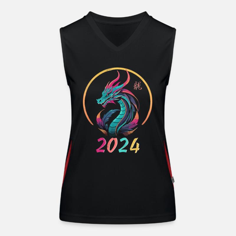 Année du dragon 2024 Débardeur respirant contrasté Femme