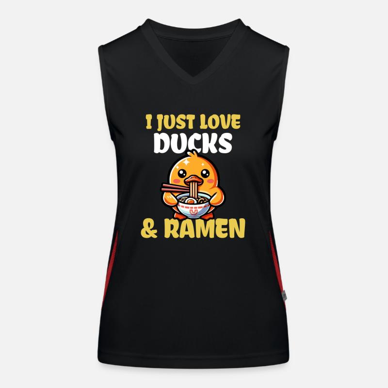 J’adore les canards et les ramen Débardeur respirant contrasté Femme