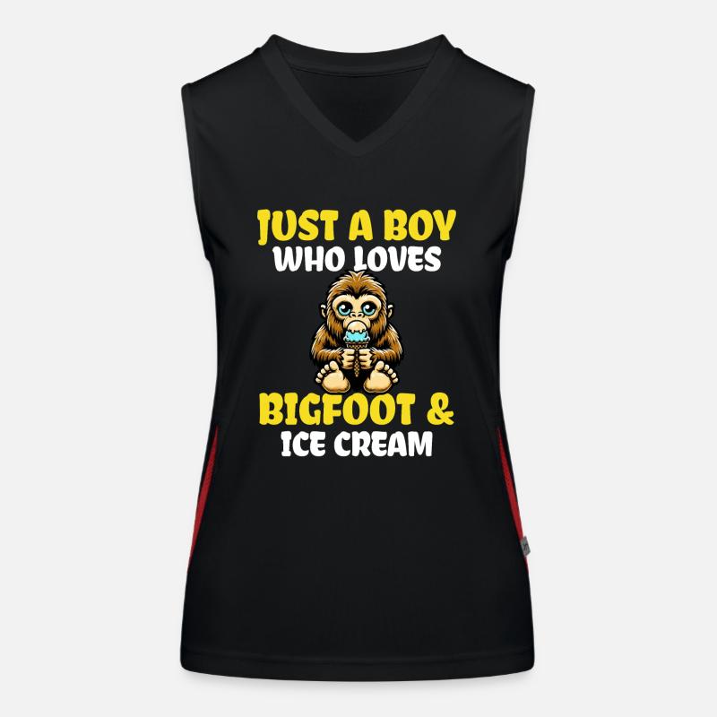 Juste un garçon qui aime le Bigfoot et la crème glacée Débardeur respirant contrasté Femme