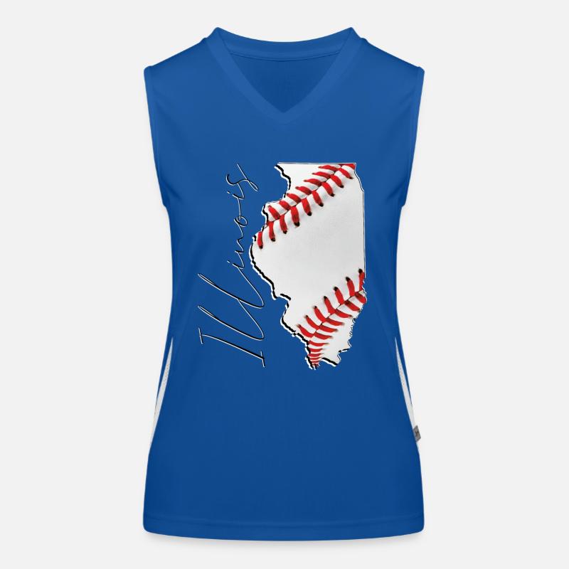 Illinois (États-Unis) | Vrai baseball | Script de carte Débardeur respirant contrasté Femme