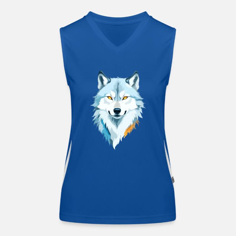 Wolf Vektor Kunst mit lebendigen Farben Illustration Funktionelles Kontrast-Tank Top für Frauen