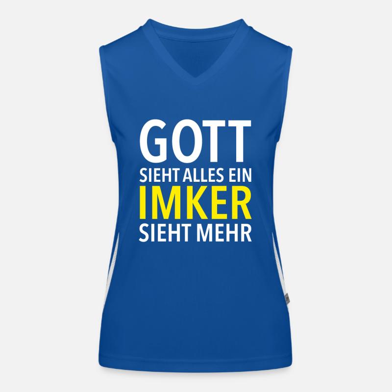 ´T-Shirt Geschenk - Imker Gott sieht alles Funktionelles Kontrast-Tank Top für Frauen