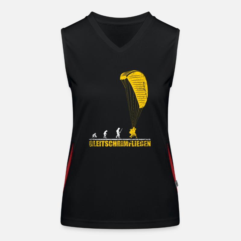 Evolution Gleitschirmfliegen Geschenk Funktionelles Kontrast-Tank Top für Frauen