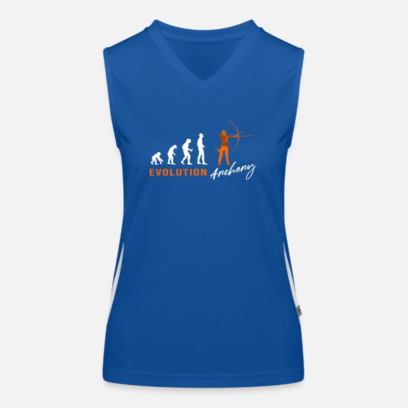 Evolution Bogenschießen Bogenschütze Bogen Funktionelles Kontrast-Tank Top für Frauen