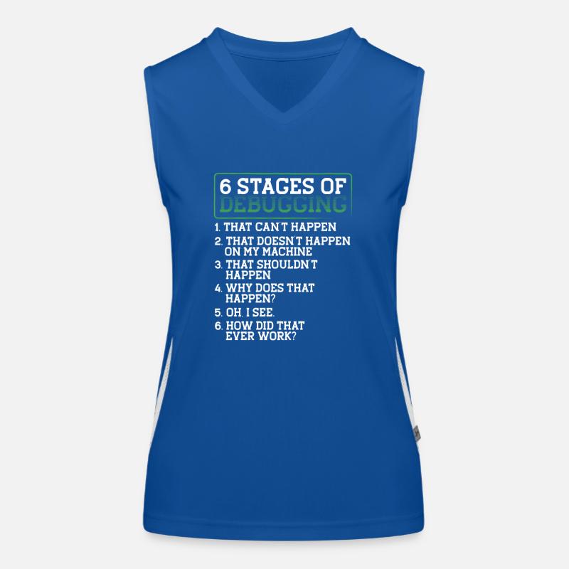 6 Debugging Stages Programmer Coding Programming Women's Functional Contrast Tank Top