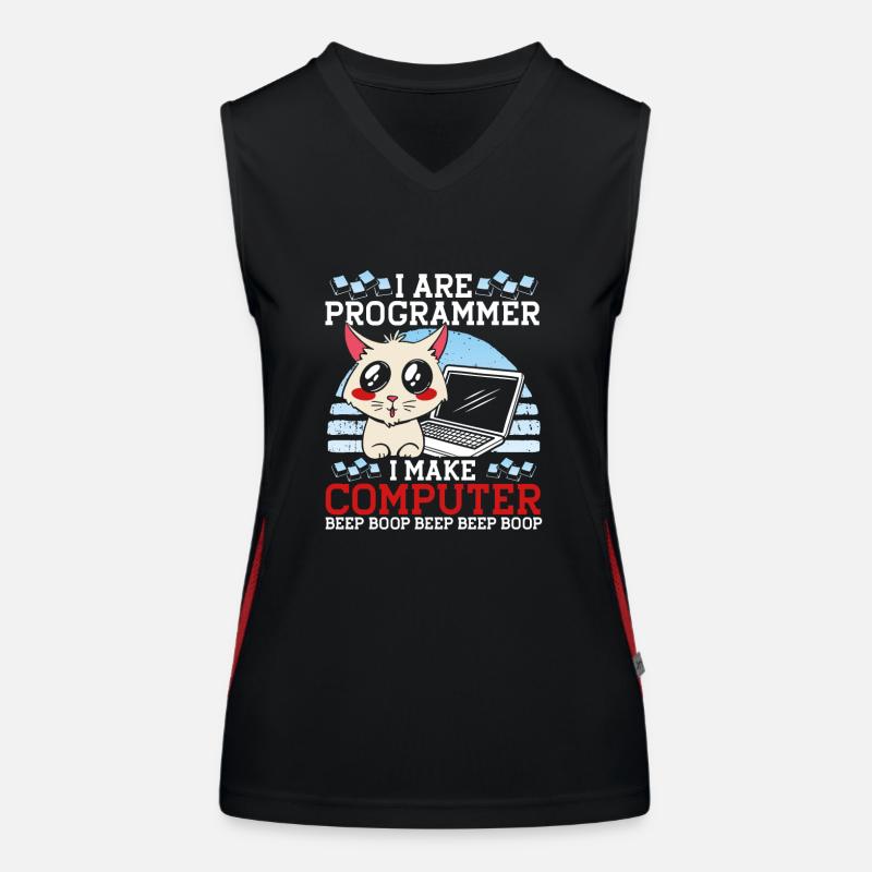 Katze Programmieren Coder Programmierer Funktionelles Kontrast-Tank Top für Frauen