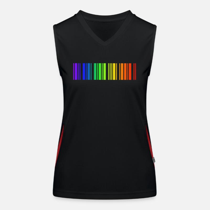 Regenbogen Strichcode, LGBT Funktionelles Kontrast-Tank Top für Frauen