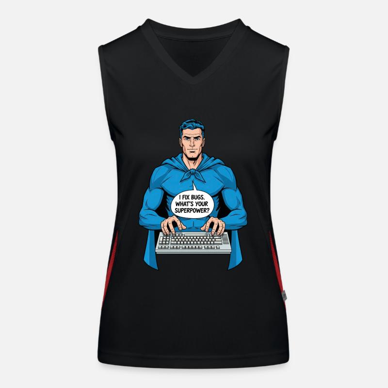 Superheld: Ich fixiere Bugs! Funktionelles Kontrast-Tank Top für Frauen