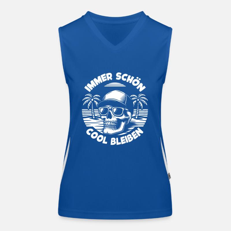 Skull mit Basecap Sonnenbrille am Strand Funktionelles Kontrast-Tank Top für Frauen