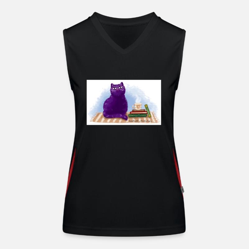 Katze, Bücher und Tee Funktionelles Kontrast-Tank Top für Frauen