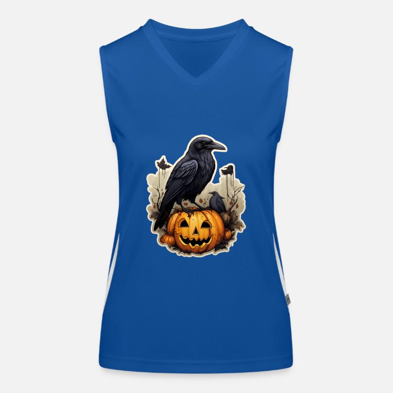 Krähe mit Kürbis Halloween 3 Funktionelles Kontrast-Tank Top für Frauen