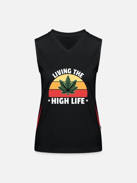 Living The High Life - Weed Design - Women's Functional Contrast Tank Top - black/red - Front