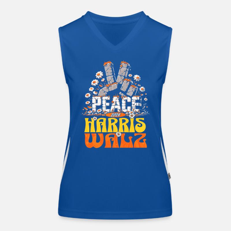 Retro Frieden Kamala Harris Walzer 2024 Funktionelles Kontrast-Tank Top für Frauen
