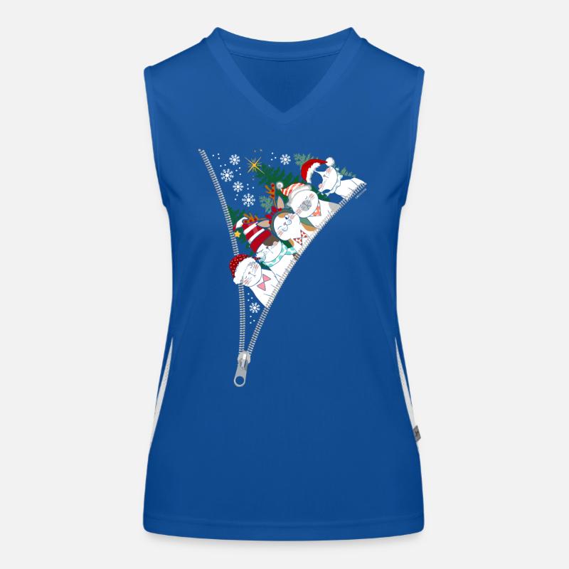 Christmas Zipper Cats Women's Functional Contrast Tank Top