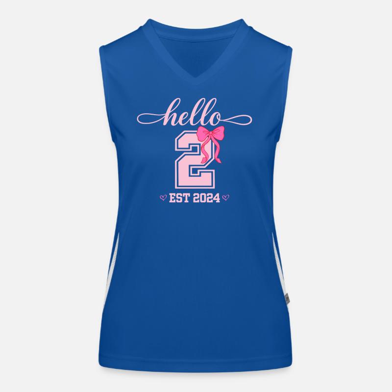 Hello 2 Est 2024 Pink Bow Design Women's Functional Contrast Tank Top