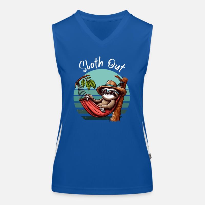 Sloth Hammock Time Out Vacation Beach Sea Fun Women's Functional Contrast Tank Top