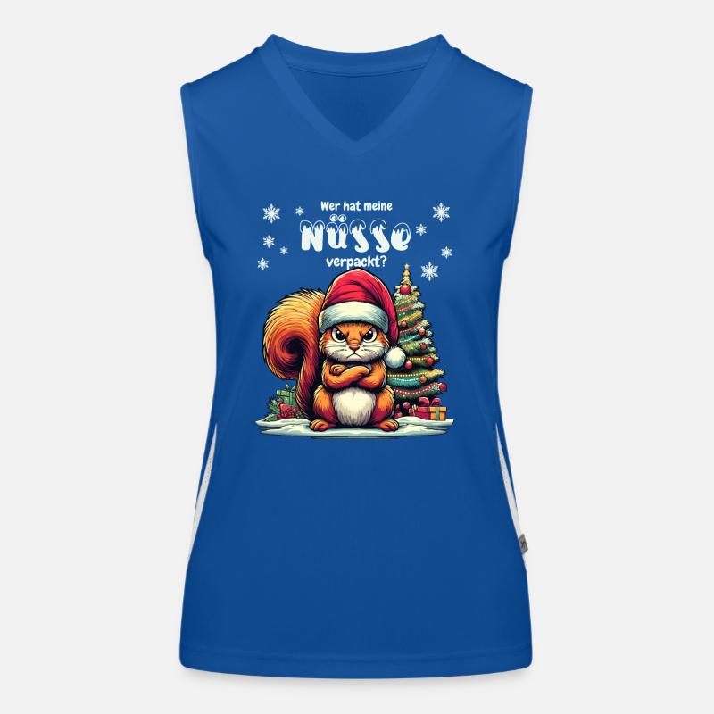Niedliches Eichhörnchen sucht Nüsse Weihnachtsbaum Funktionelles Kontrast-Tank Top für Frauen