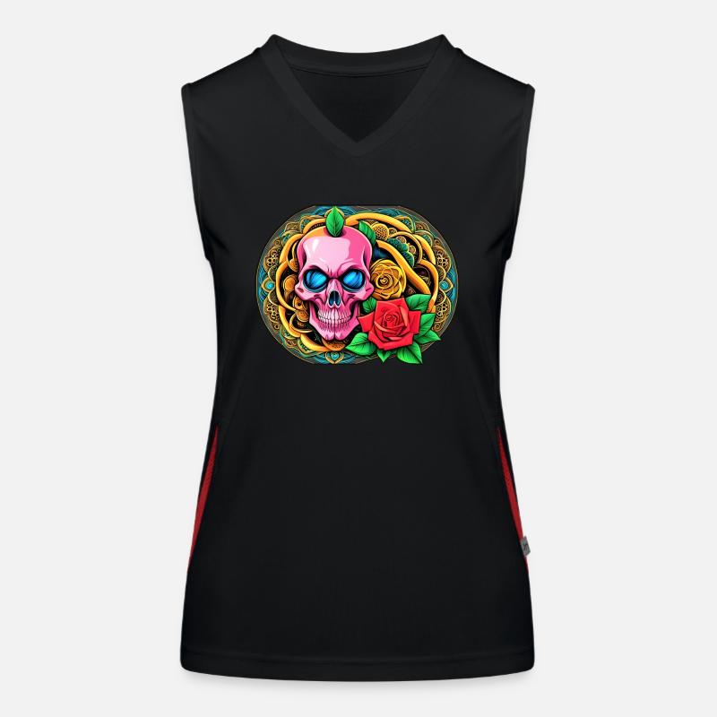 Skulls 'n' Roses - Pink Skull Funktionelles Kontrast-Tank Top für Frauen