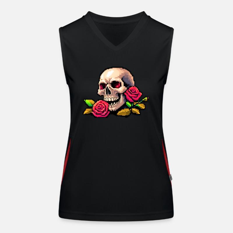 8Bit Skull - Yeux rouges Débardeur respirant contrasté Femme