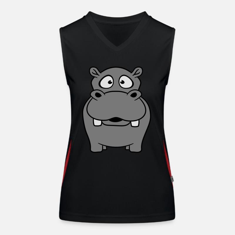 nilpferd klein dick suess niedlich comic Funktionelles Kontrast-Tank Top für Frauen