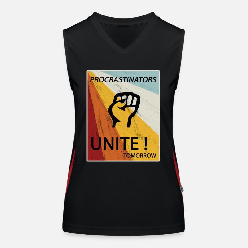 Procrastinators Unite Tomorrow Faul sein Geschenk Funktionelles Kontrast-Tank Top für Frauen