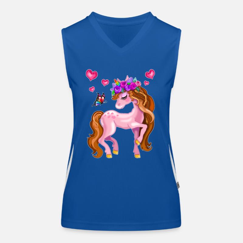 licorne rose avec papillon Débardeur respirant contrasté Femme