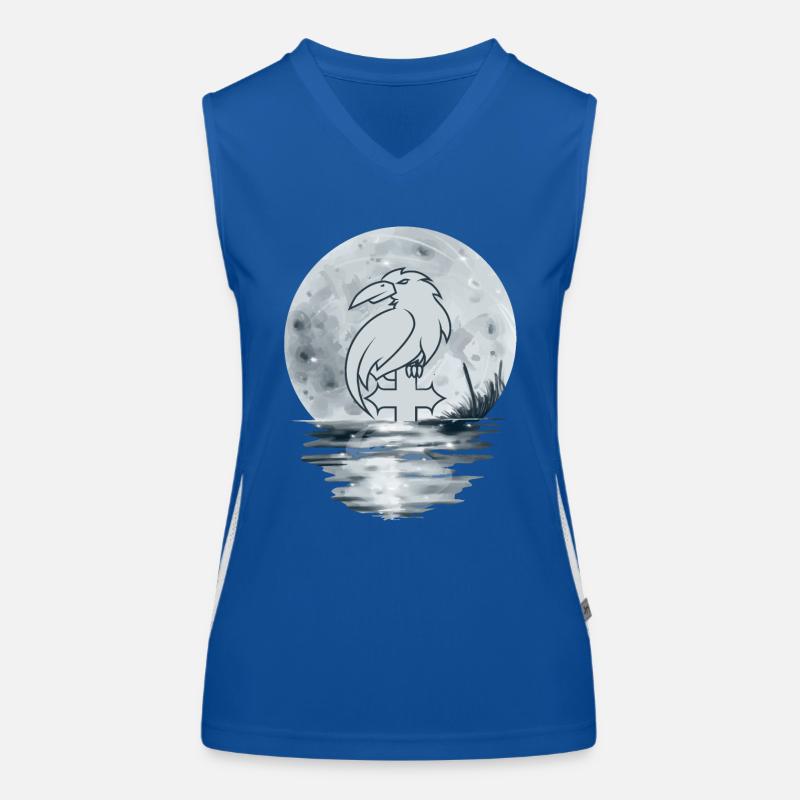 Raven bird on cross Women's Functional Contrast Tank Top
