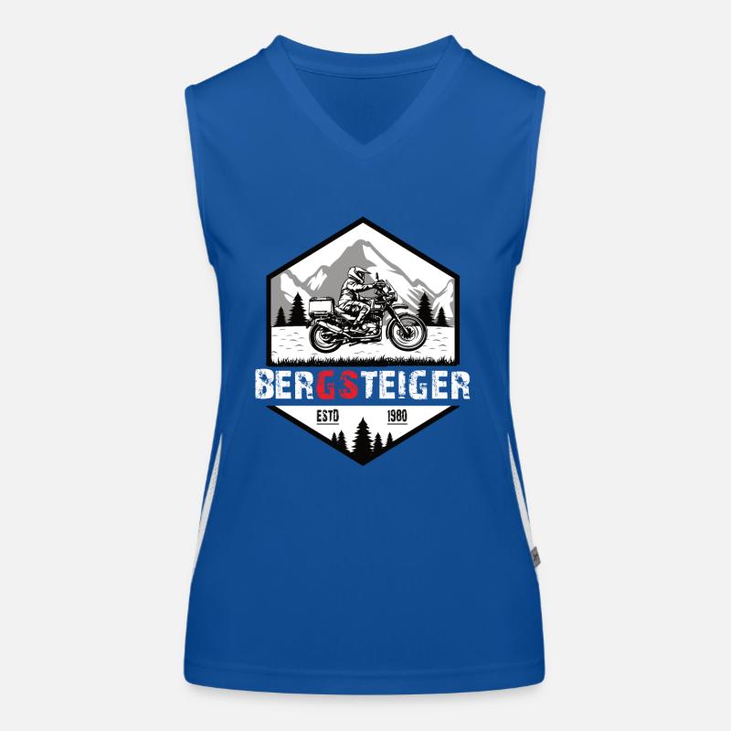 Biker Motorrad Boxer Spruch Abenteuer Bergsteiger Funktionelles Kontrast-Tank Top für Frauen