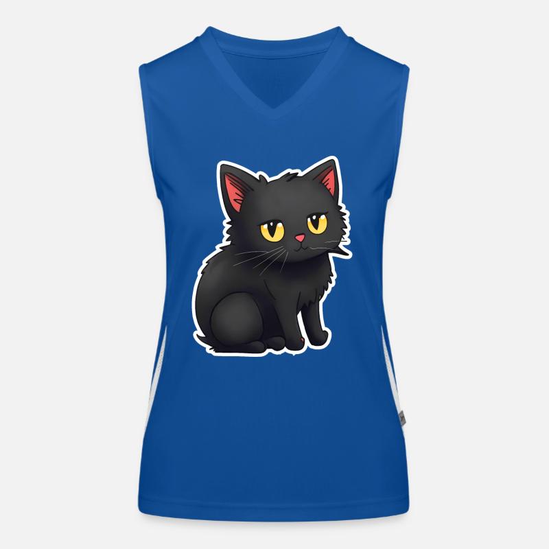 niedliche-schwarze-Katzen-Aufkleber-Sticker Funktionelles Kontrast-Tank Top für Frauen