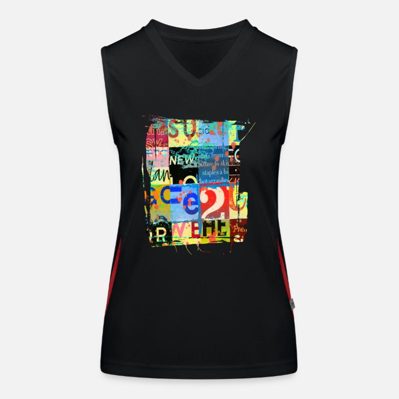 Newspaper Clips Scrapbook Magazines Alphabet Code Women's Functional Contrast Tank Top