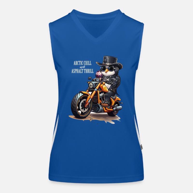 Pinguin Motorrad Eiswaffel Funktionelles Kontrast-Tank Top für Frauen