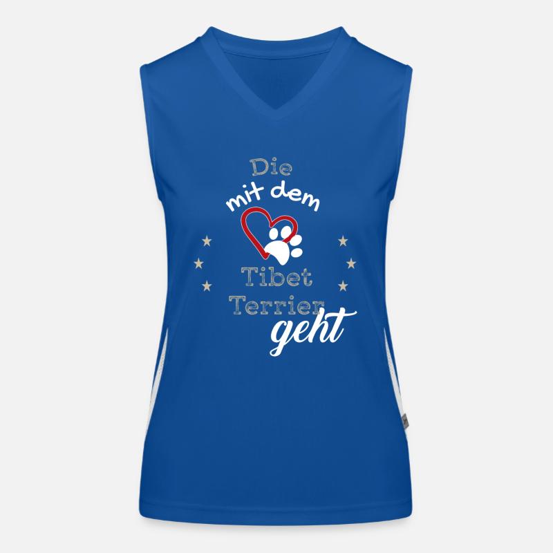 Die mit dem Tibet Terrier geht Hund Geschenk Funktionelles Kontrast-Tank Top für Frauen