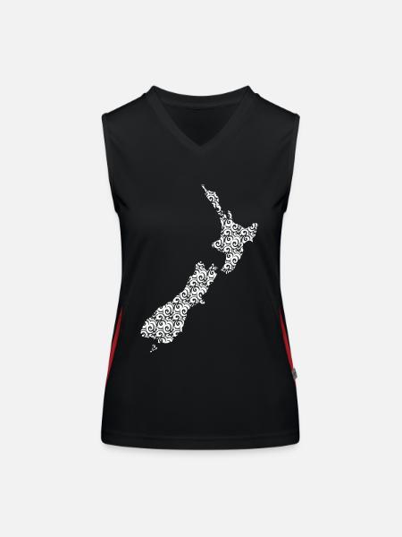 Nouvelle-Zélande Carte Maori - Débardeur respirant contrasté Femme - noir/rouge - Devant