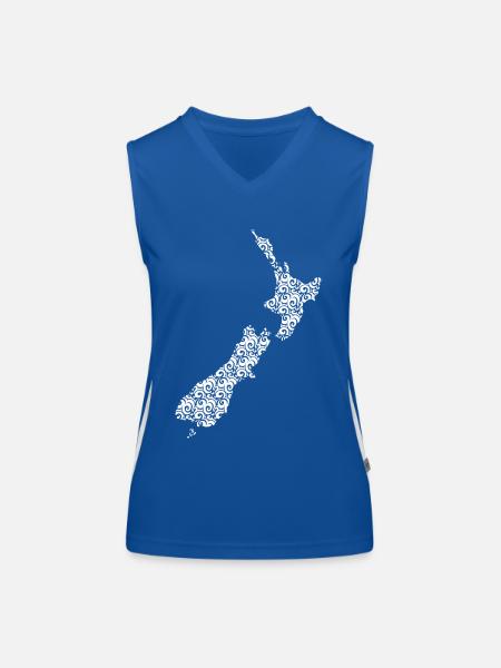 Nouvelle-Zélande Carte Maori - Débardeur respirant contrasté Femme - bleu/blanc - Devant