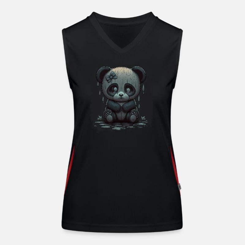 cute sad panda Women's Functional Contrast Tank Top