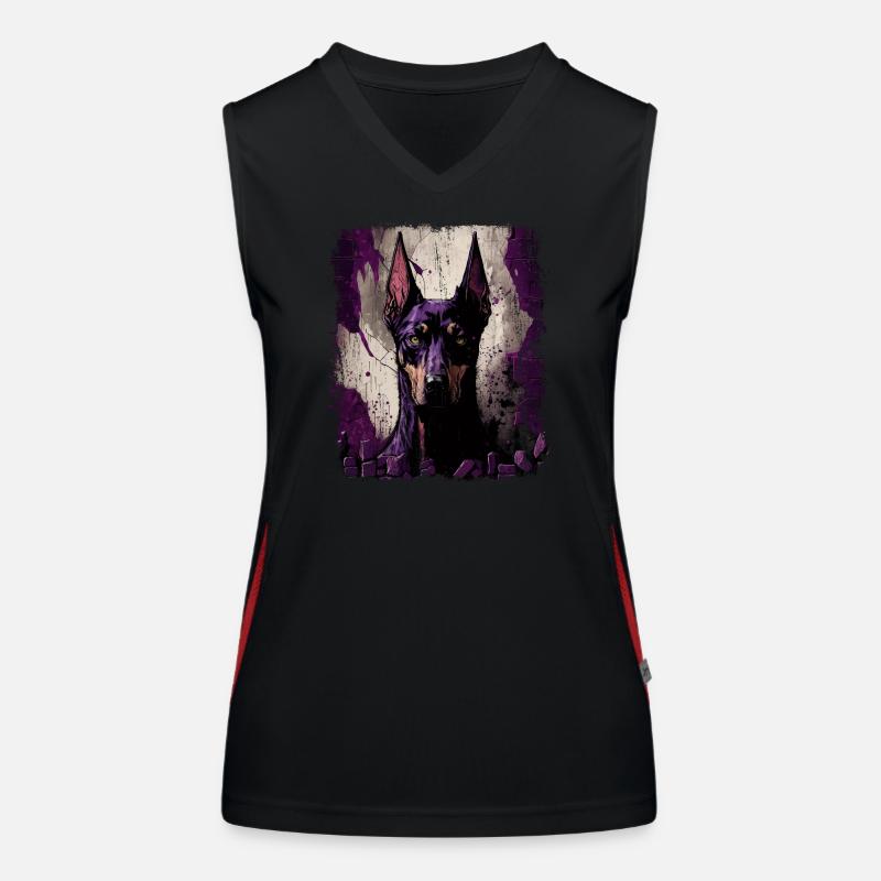 Dark Doberman Love Women's Functional Contrast Tank Top