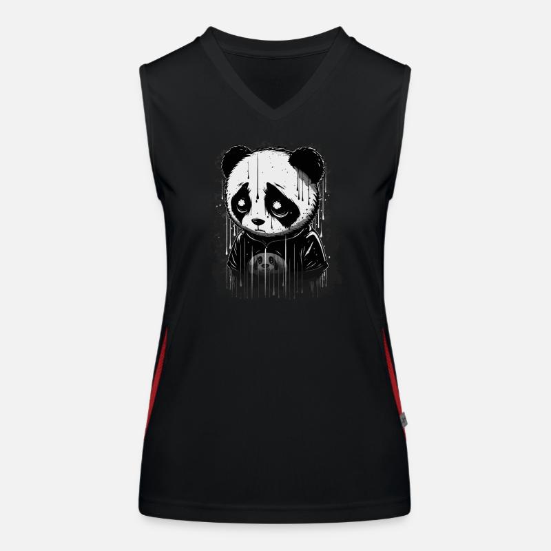 niedlicher trauriger Panda Funktionelles Kontrast-Tank Top für Frauen