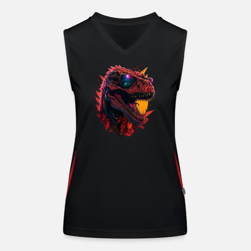 T-Rex with sunglasses Women's Functional Contrast Tank Top