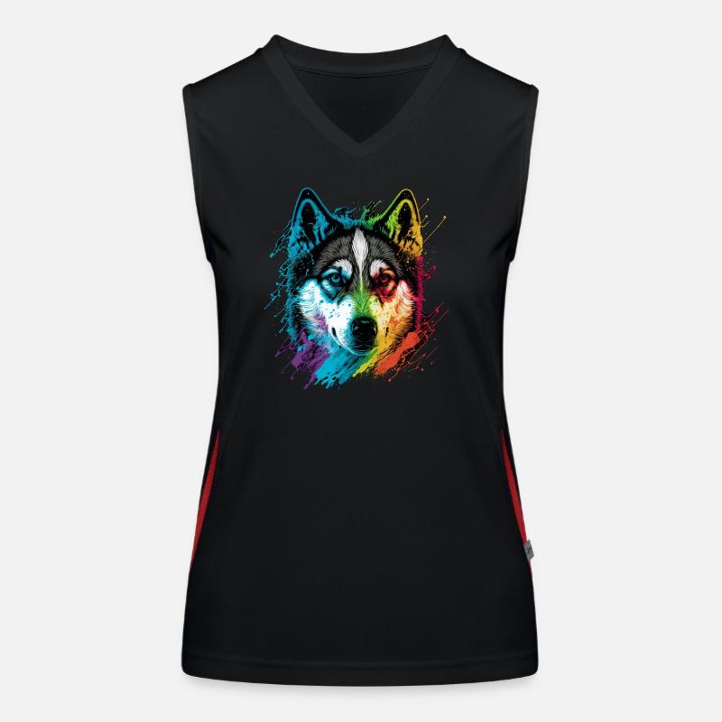 Rainbow Husky Funktionelles Kontrast-Tank Top für Frauen
