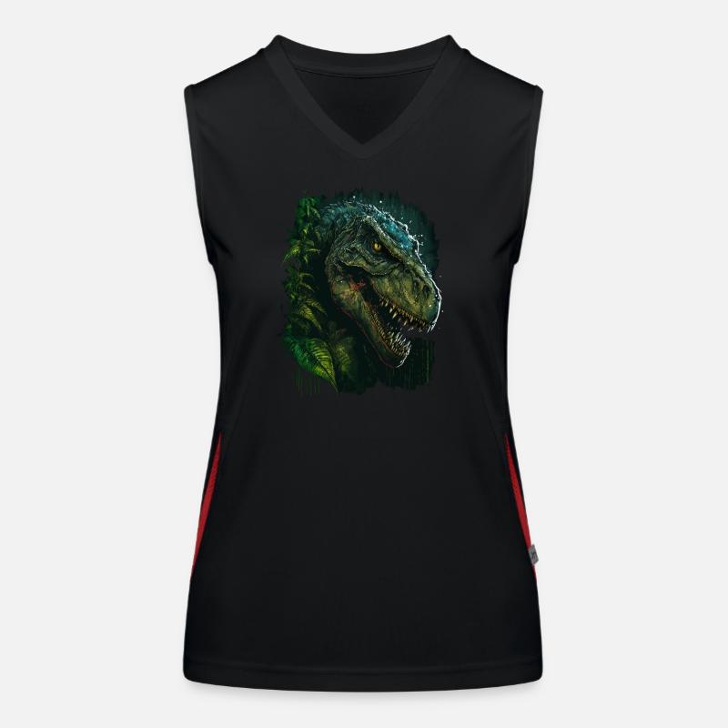 T-Rex looks evil Women's Functional Contrast Tank Top