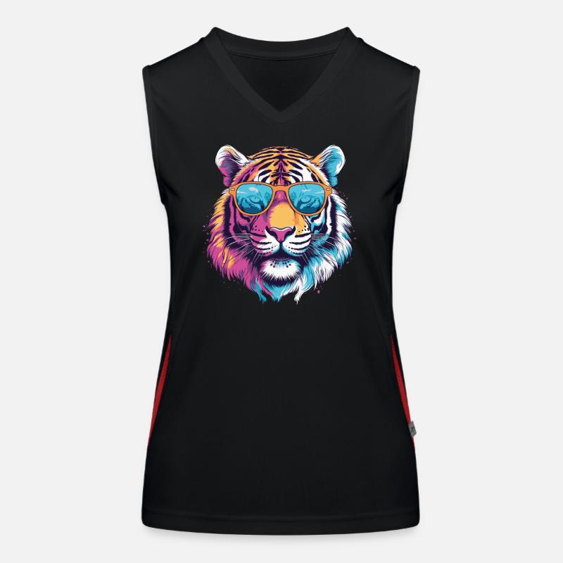 Tigre avec des lunettes de soleil Débardeur respirant contrasté Femme