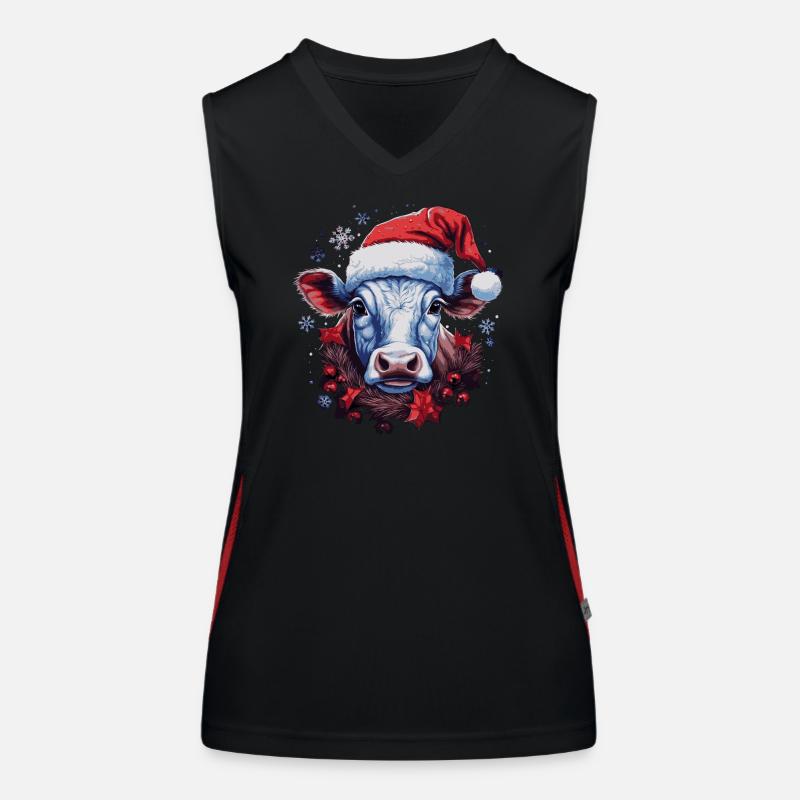 Weihnachtskuh Funktionelles Kontrast-Tank Top für Frauen