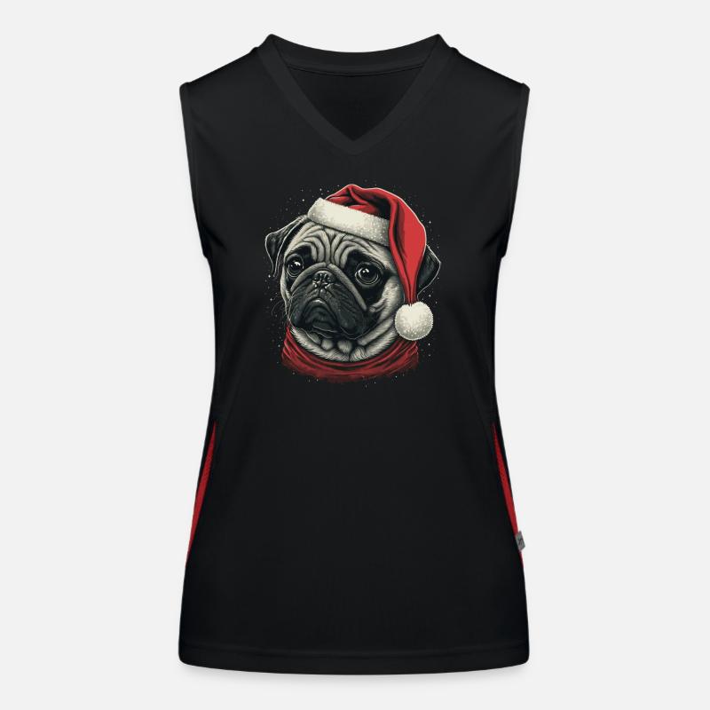 Pug xmas Women's Functional Contrast Tank Top