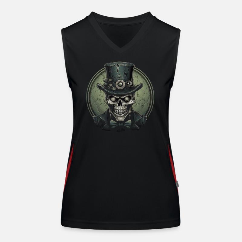 Crâne de Zombie Steampunk Débardeur respirant contrasté Femme