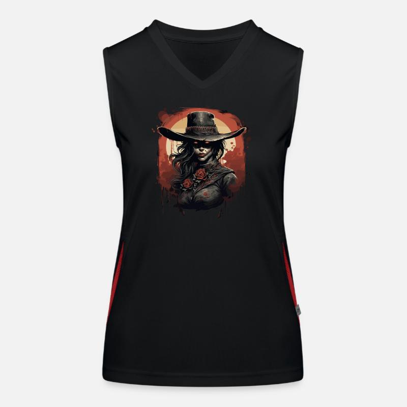 Emo Cowboy Zombie Mädchen Funktionelles Kontrast-Tank Top für Frauen