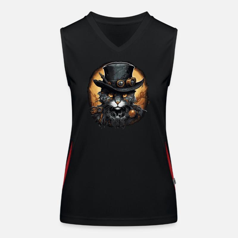 Chat steampunk Débardeur respirant contrasté Femme