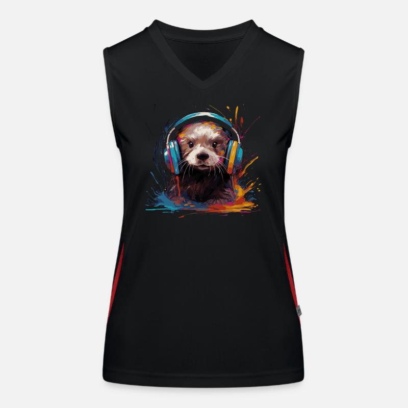 Otter écoute de la musique avec des écouteurs Débardeur respirant contrasté Femme