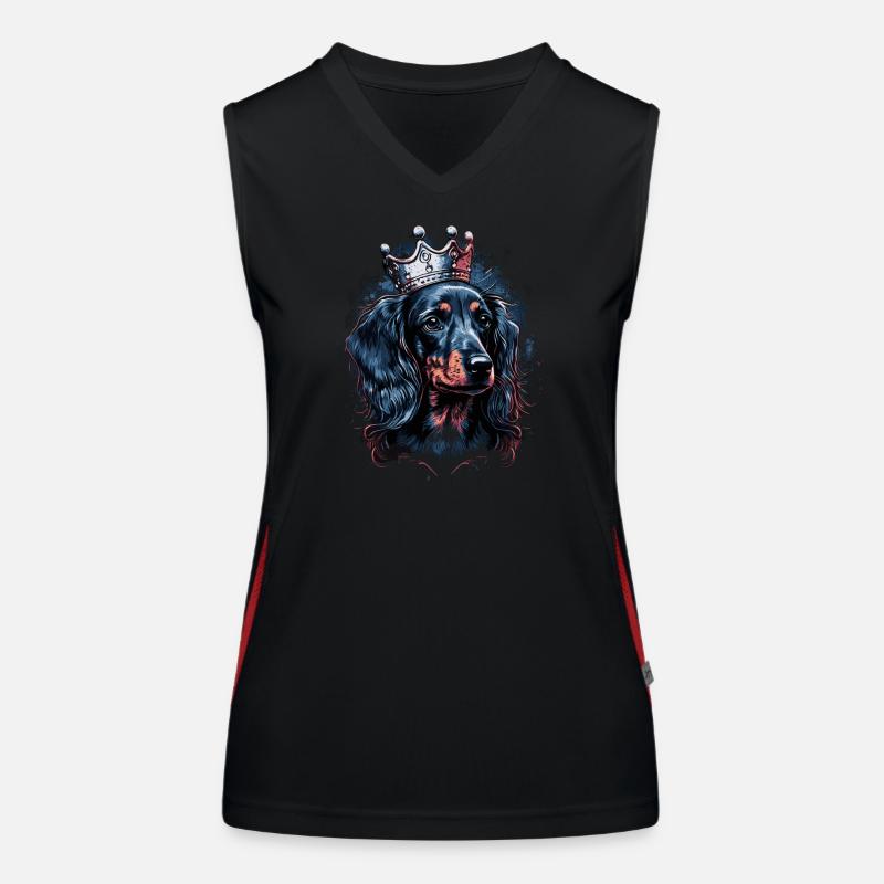 Dackel mit Krone Funktionelles Kontrast-Tank Top für Frauen