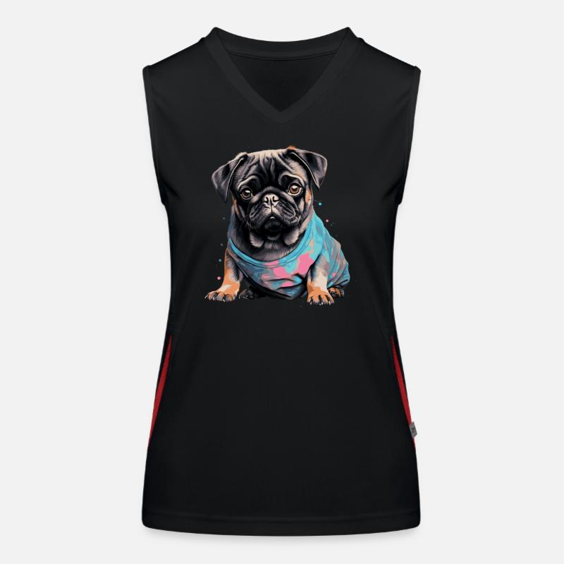 Niedlicher Mops Funktionelles Kontrast-Tank Top für Frauen